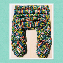 Load image into Gallery viewer, Lupin-filled hot or cold pack for body aches, pains and inflammation in green and coloured bookshelf cotton fabric – handmade by Blair Henry Designs
