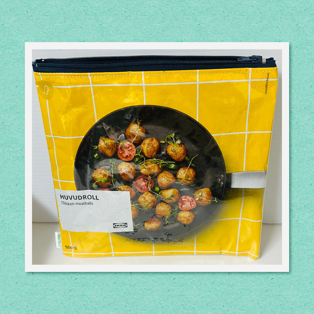 Upcycled Wrapper - IKEA Huvudroll Chicken Meatballs